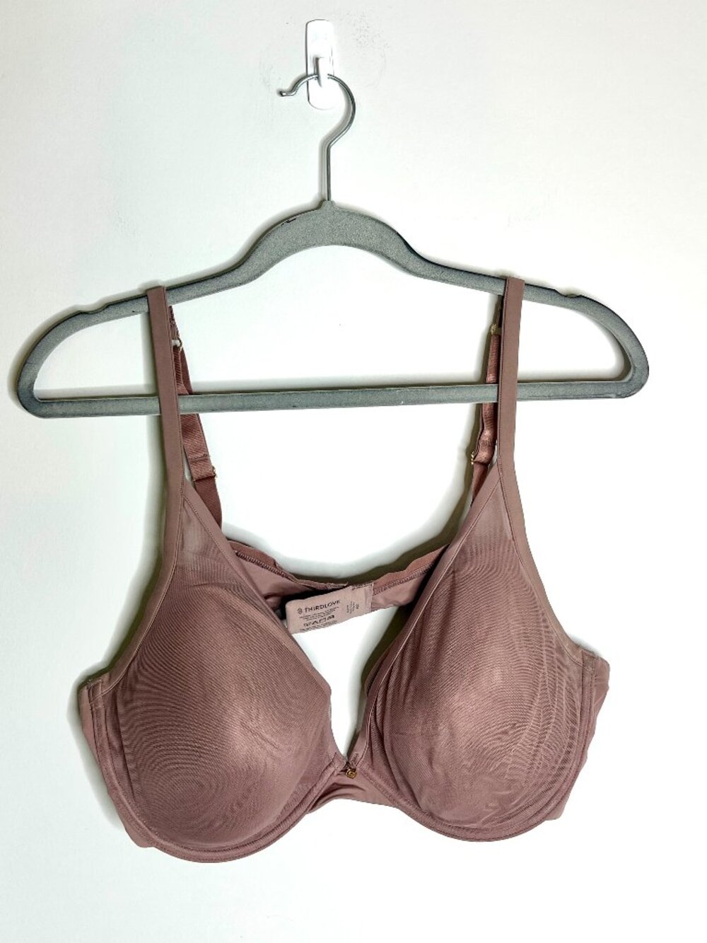 ThirdLove 24/7 Classic Contour Plunge Bra Mauve Purple Classic Comfort Sz 40D